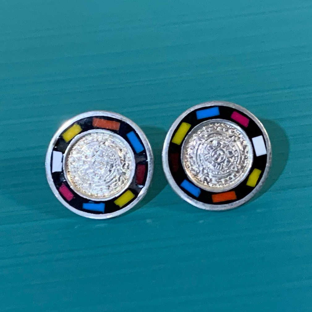 925 Mexico Sterling Silver & Amerel Earrings